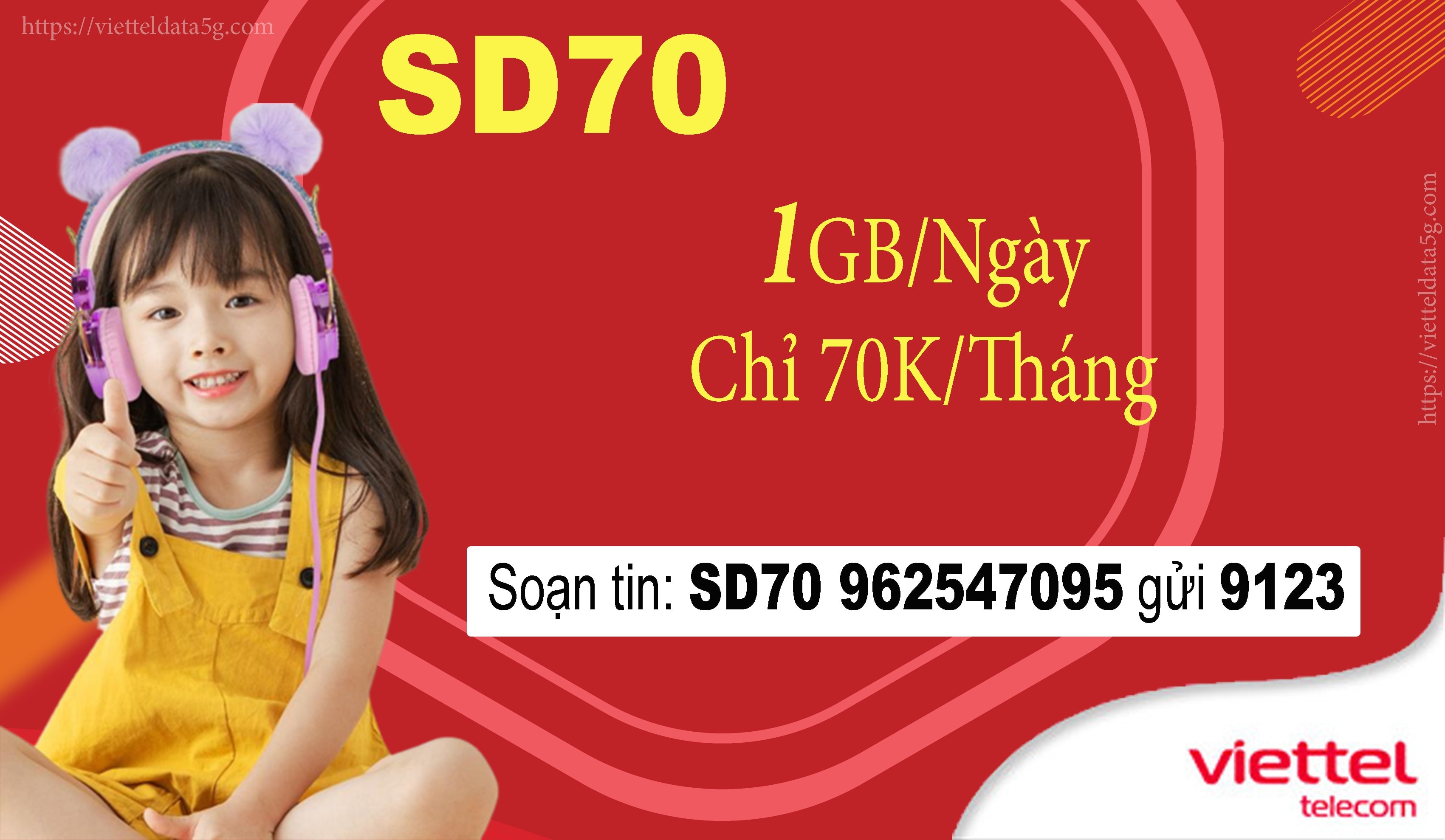 Đăng ký SD70Viettel nhận ngay 30GB data tốc độ cao.